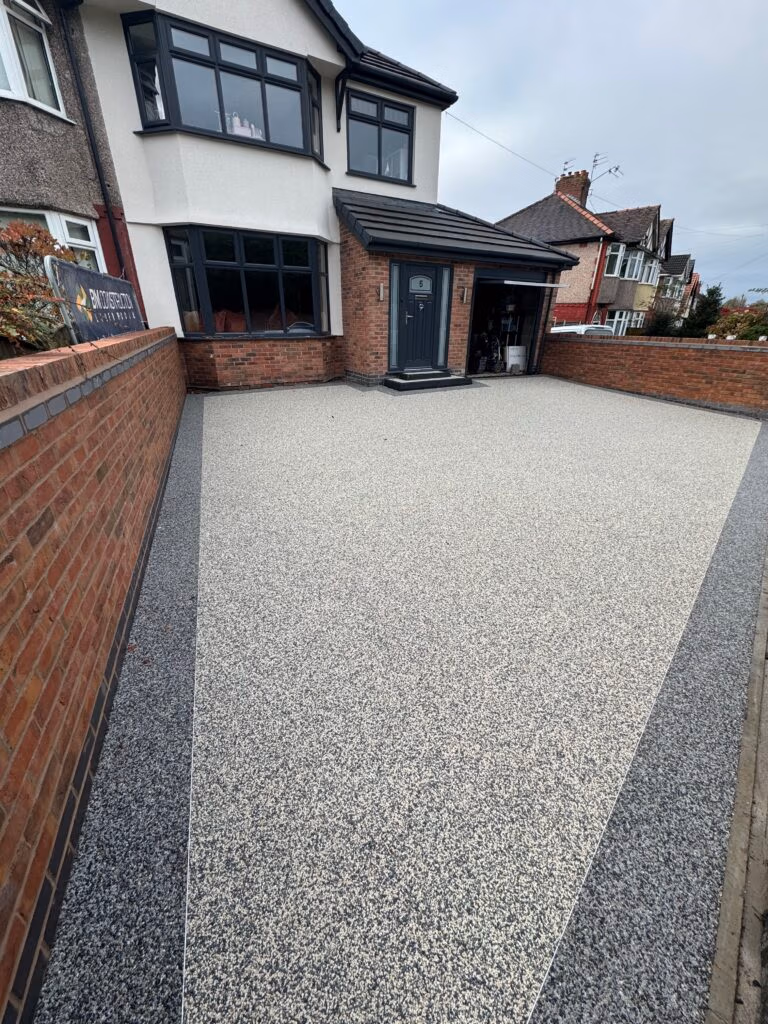 Timeless driveway created using Bretts cobble style paving and new steps